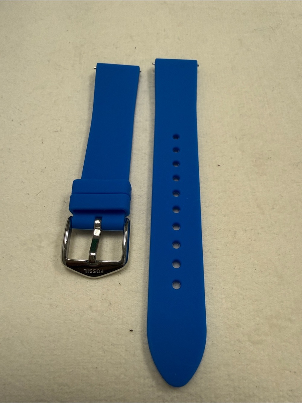 Fossil Blue Silicone Watch Strap with Silver Buckle 18mm